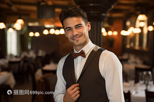 餐廳帥氣的服務(wù)員